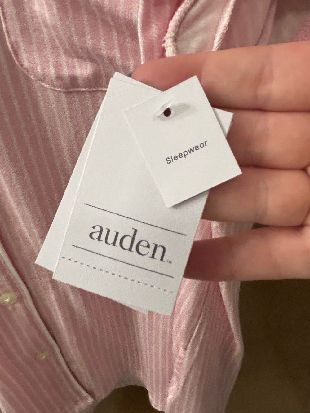 NWT Auden Pink Striped Short-Sleeve Button Pajama Top- XL - Picture 2 of 6